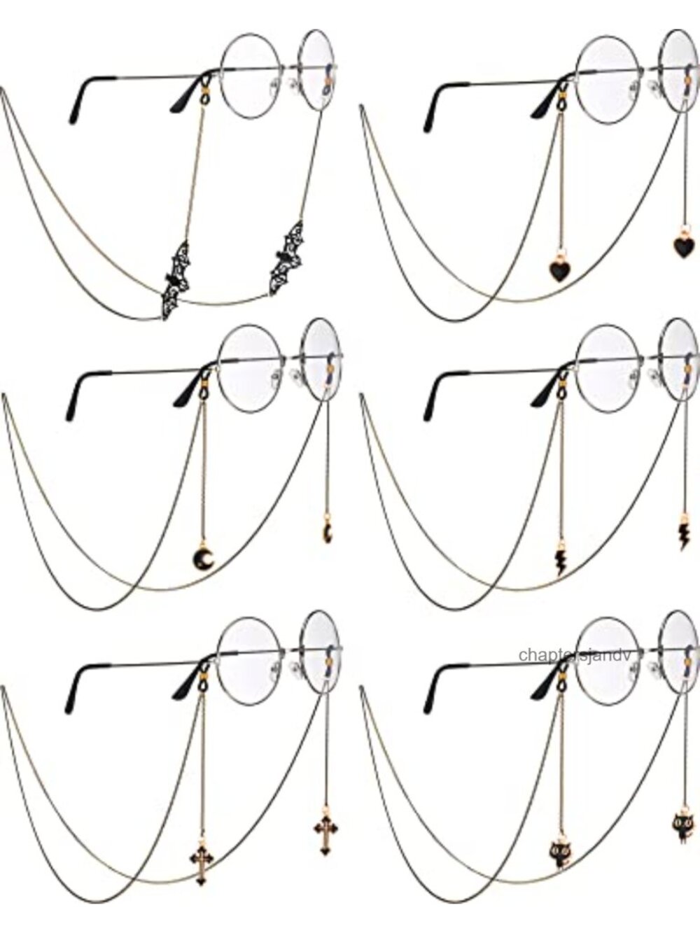 Goth Eyeglass Chains Set Alloy Silicone Sunglasses Holder Eyewear Accessories